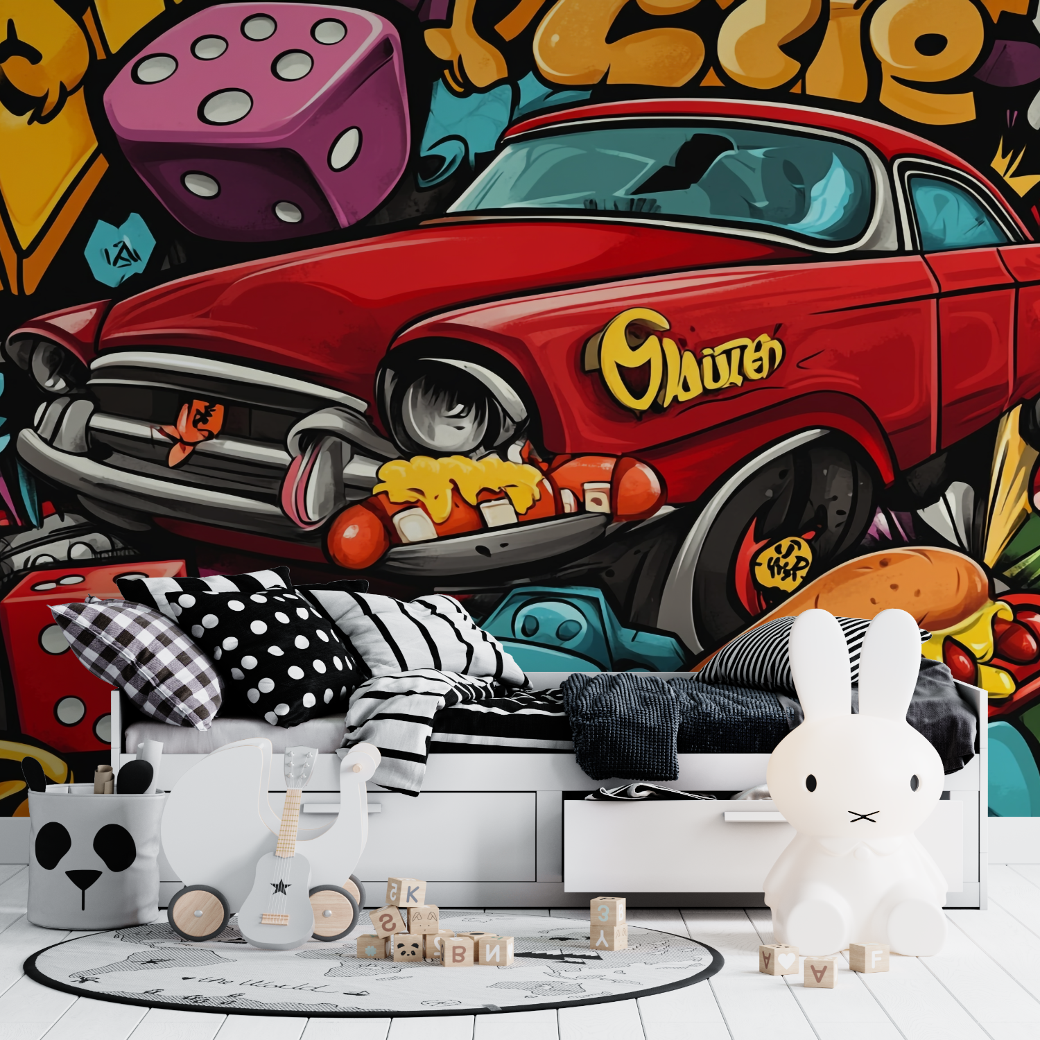Vintage Car Graffiti Wallpaper | Murals Wallpaper