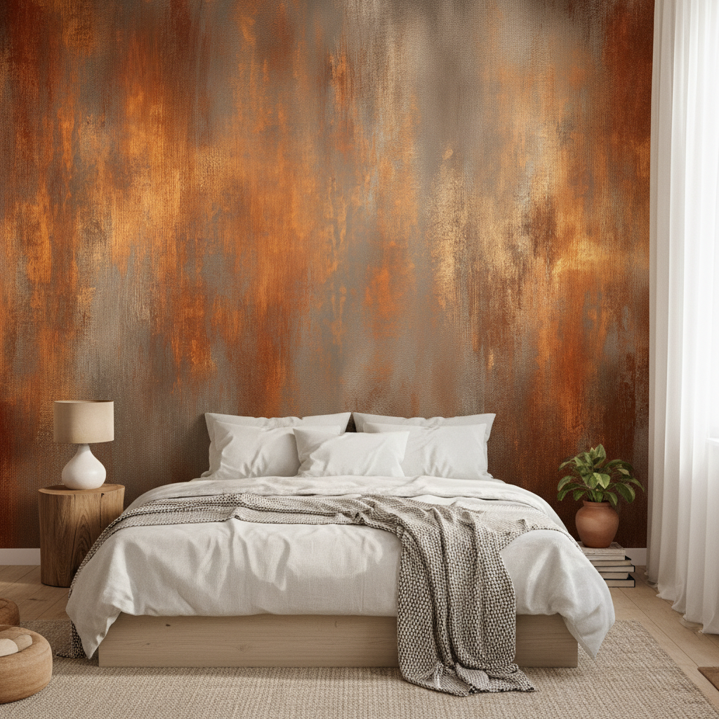 Rustic Copper Metallic Texture Mural Wallpaper