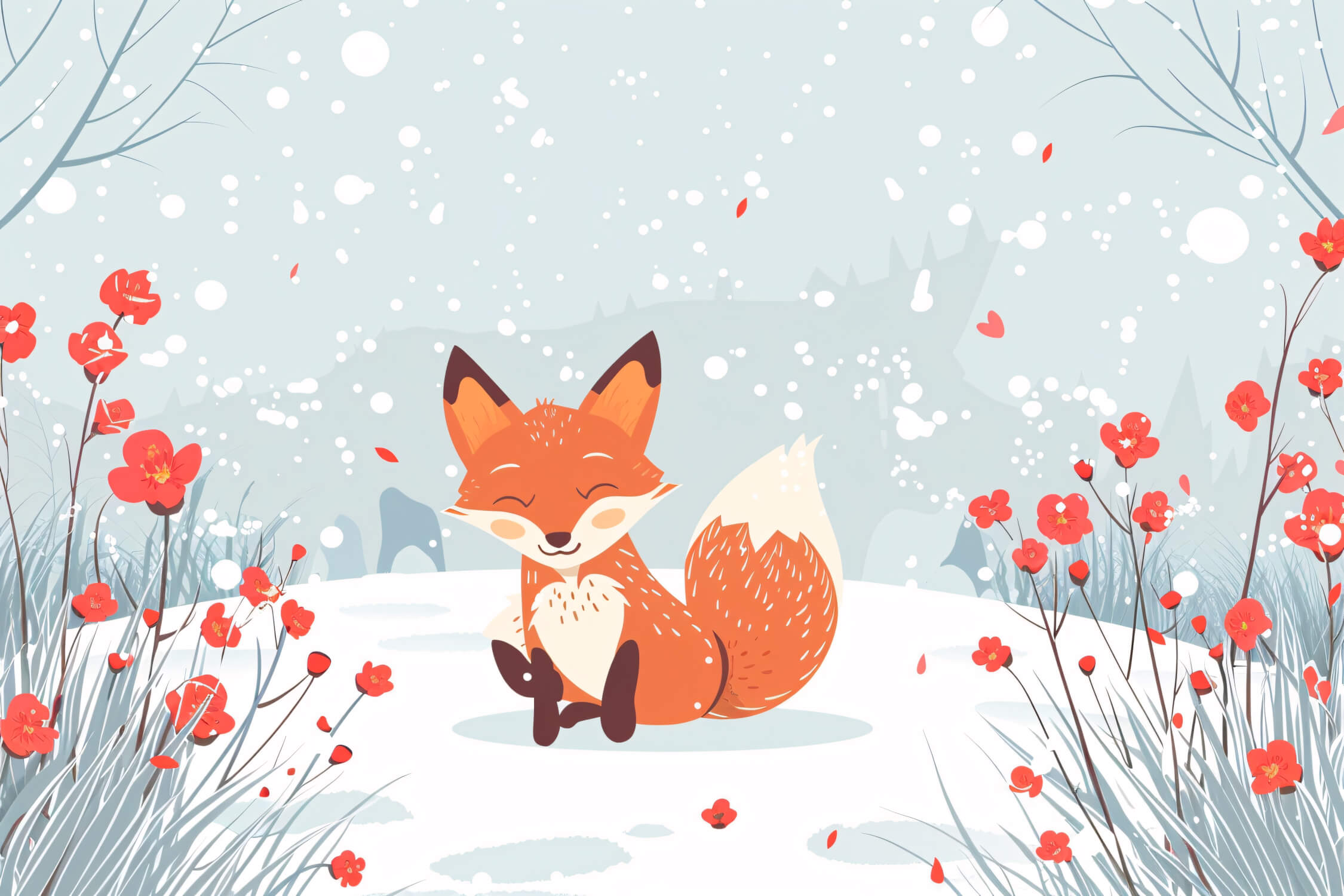 Blue Forest Fox Wallpaper | Murals Wallpaper