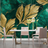 Gold and Green Leafy Wallpaper | Murals Wallpaper