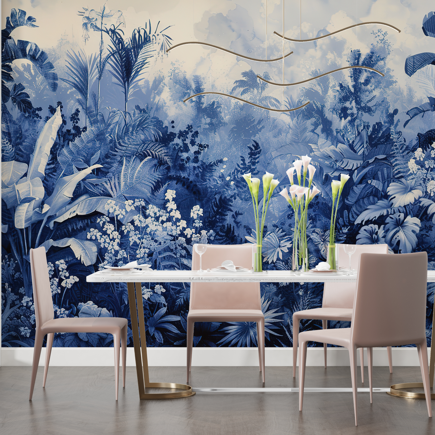 Blue and White Mural Wallpaper | Murals Wallpaper