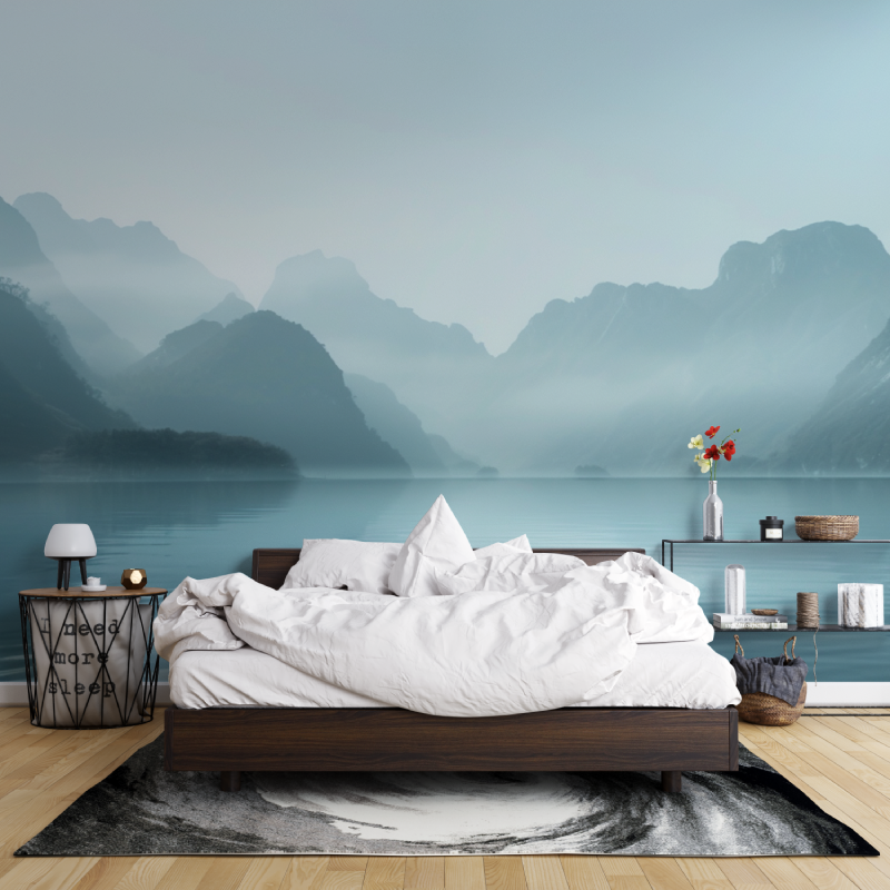 Custom Wallpaper Mountain Lake Mist | Murals Wallpaper