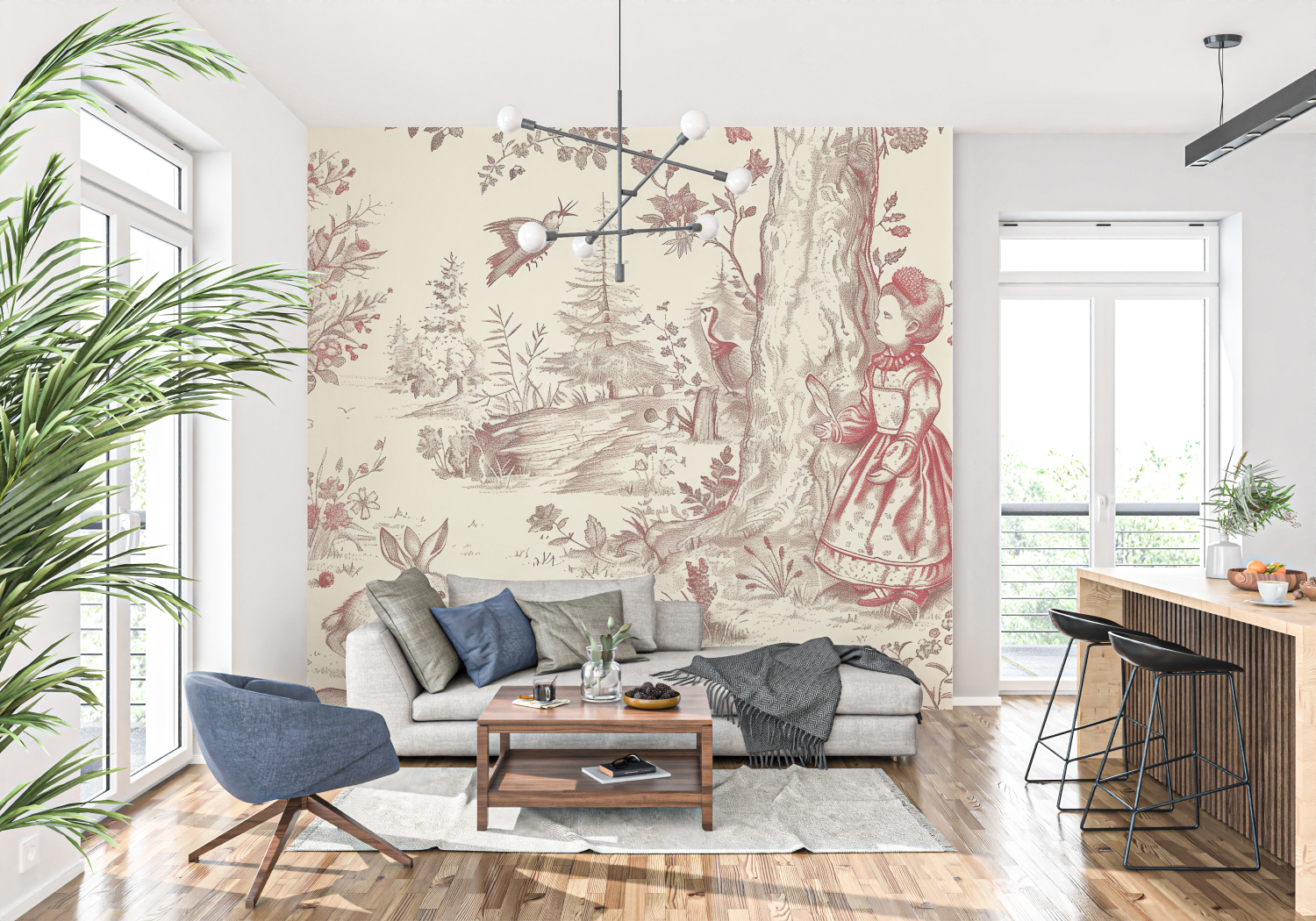 Toile de Jouy Wallpaper for Children's Room | Murals Wallpaper