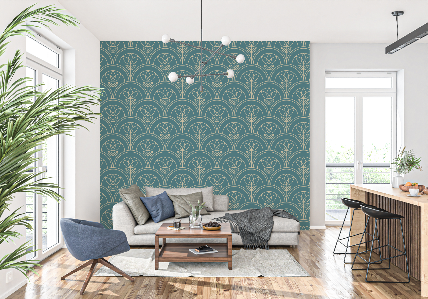 Art Nouveau Green Wallpaper | Murals Wallpaper