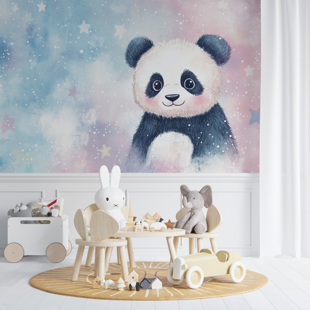 Panda and Shooting Stars Wallpaper | Murals Wallpaper