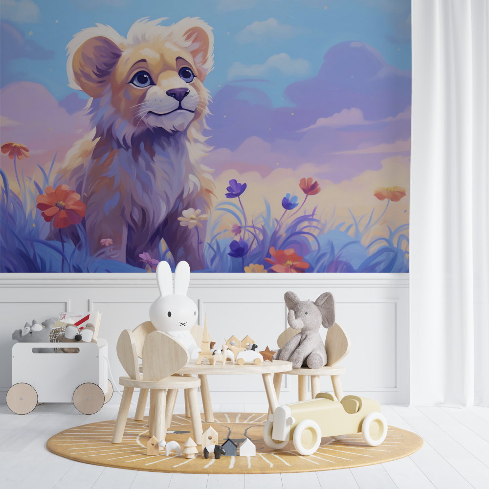 Pastel Lion and Clouds Wallpaper | Murals Wallpaper
