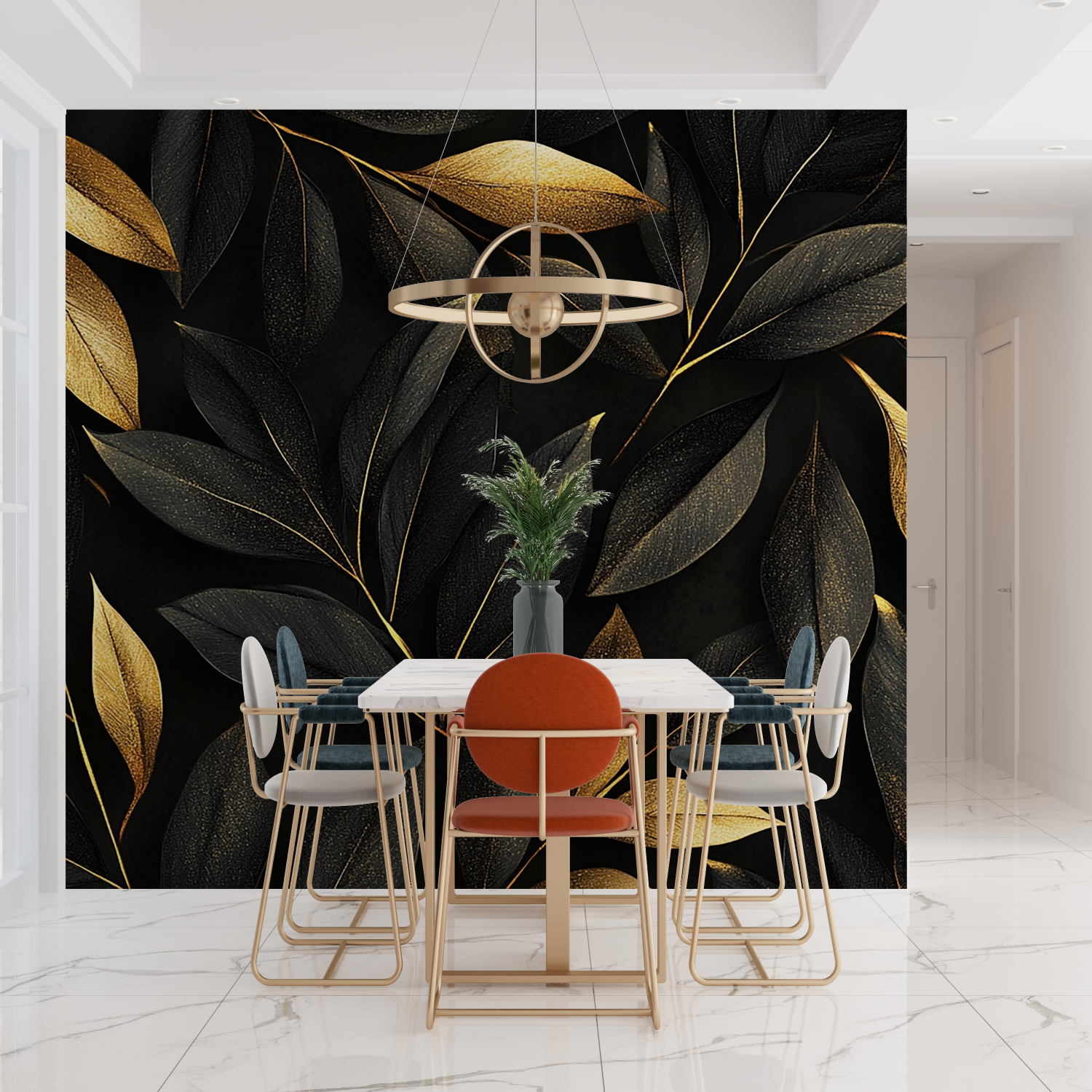 Black and Gold Non-Woven Wallpaper | Murals Wallpaper