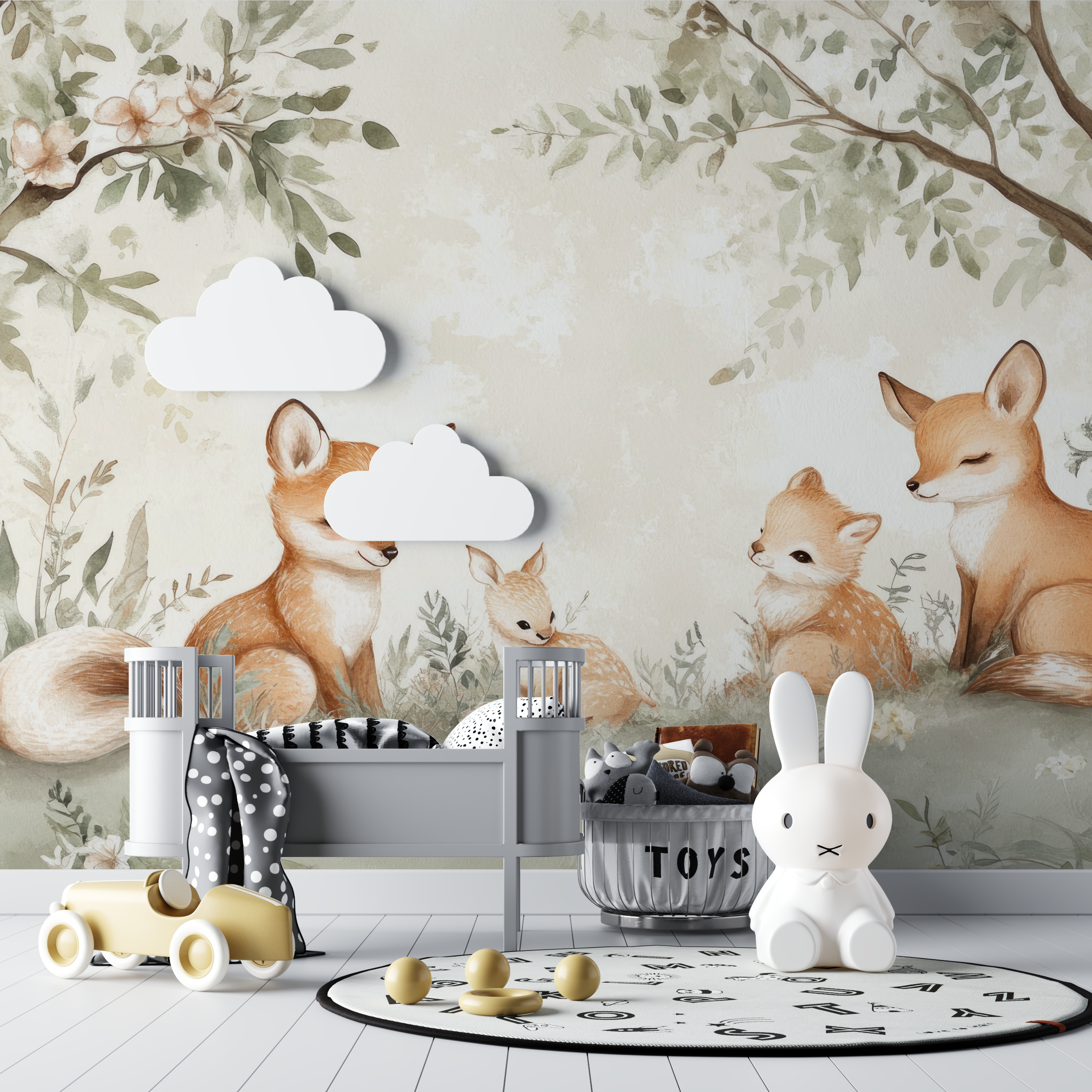 Baby Fox Family Wallpaper | Murals Wallpaper