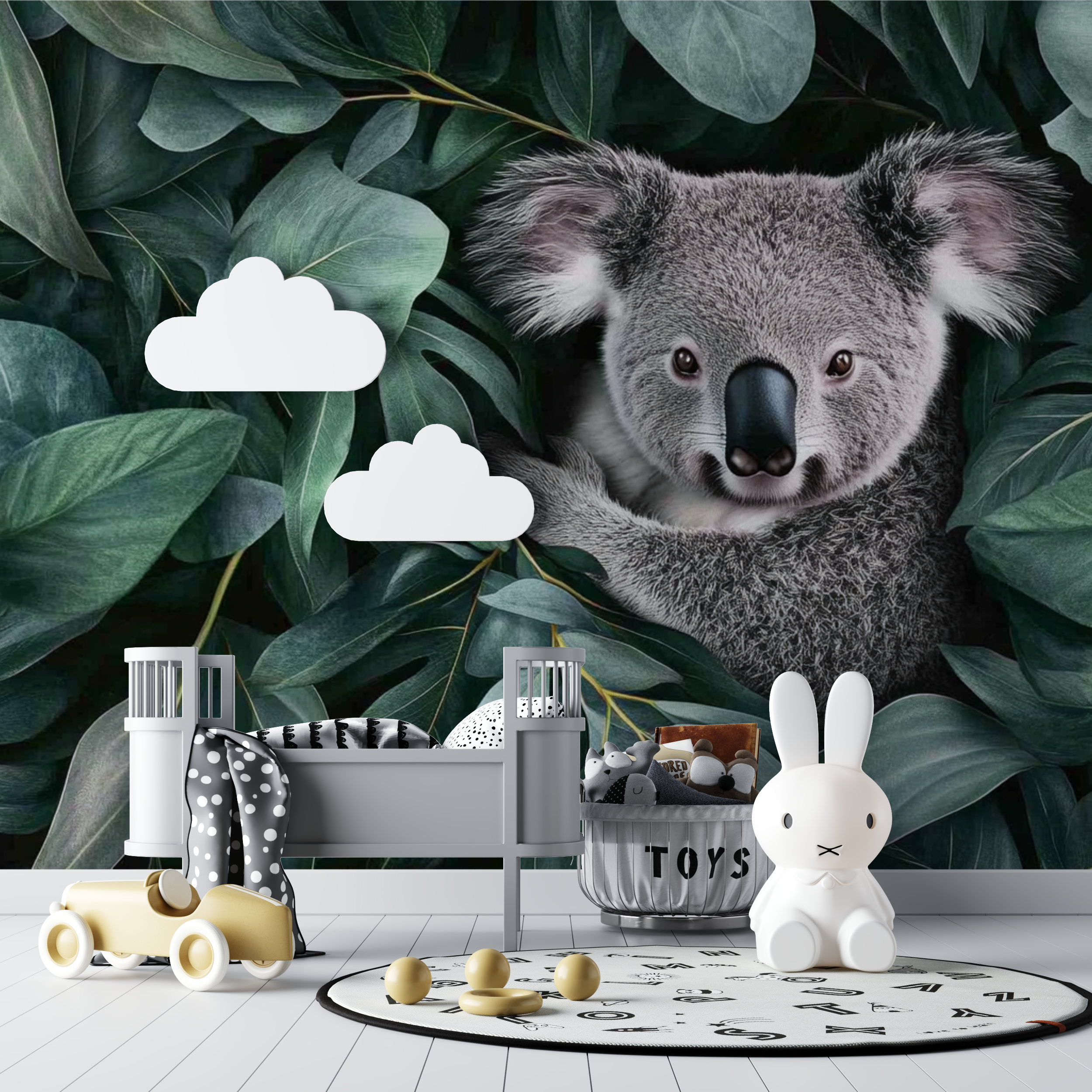 Koala Wallpaper in a Leaf Cocoon | Murals Wallpaper