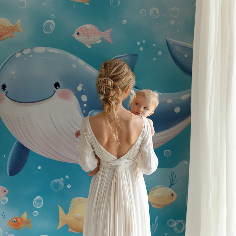 Happy Whale Marine Wallpaper | Murals Wallpaper