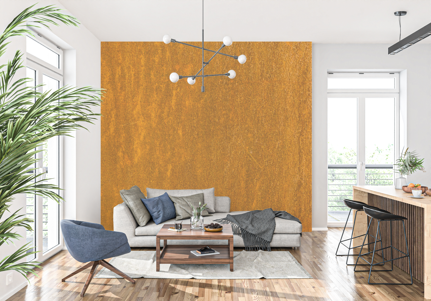 Dark Ochre Orange Wallpaper | Murals Wallpaper