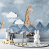 Giraffe Mountain Blue Wallpaper | Murals Wallpaper