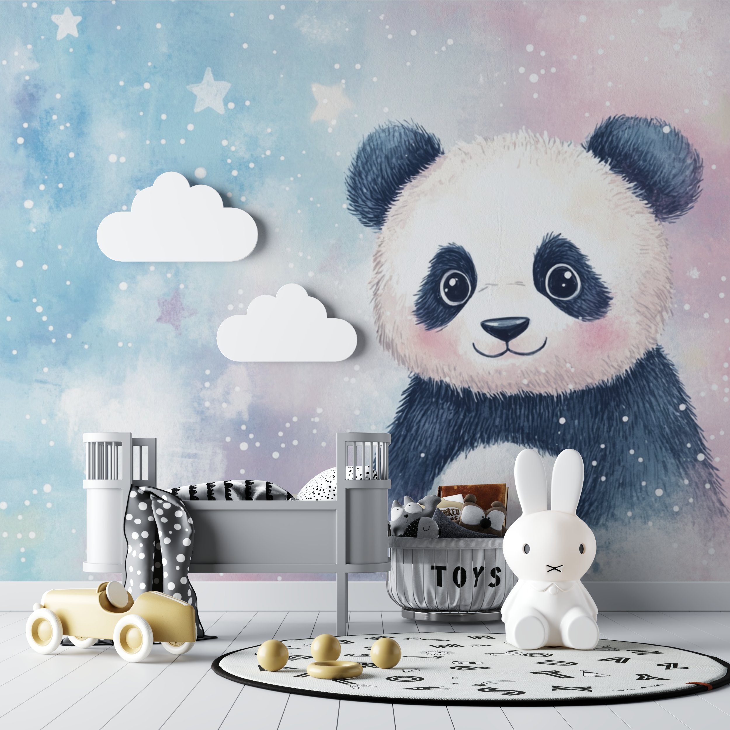 Panda and Shooting Stars Wallpaper | Murals Wallpaper
