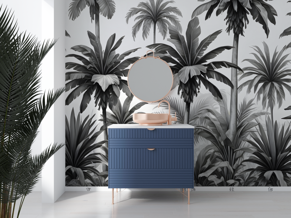 Black and White Bathroom Wallpaper | Murals Wallpaper