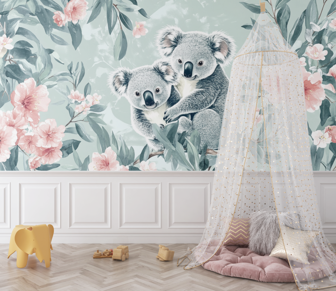 Koala and Powdered Foliage Wallpaper | Murals Wallpaper