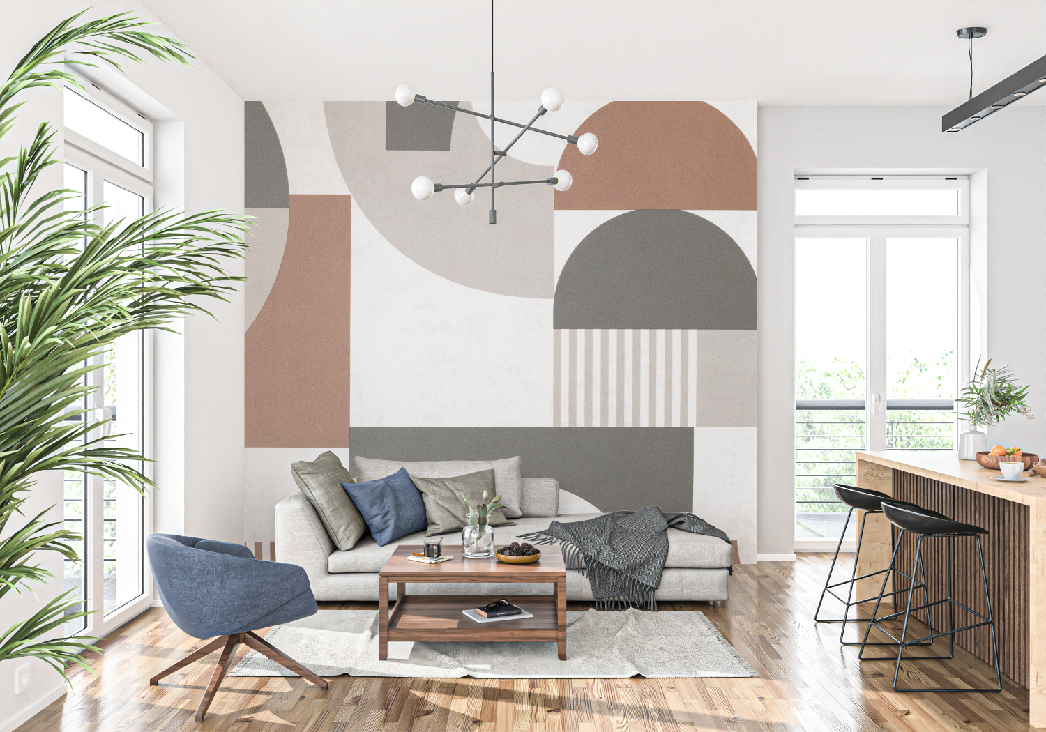 Papier Peint Géométrique Terrakotta – Panorama-Tendenz