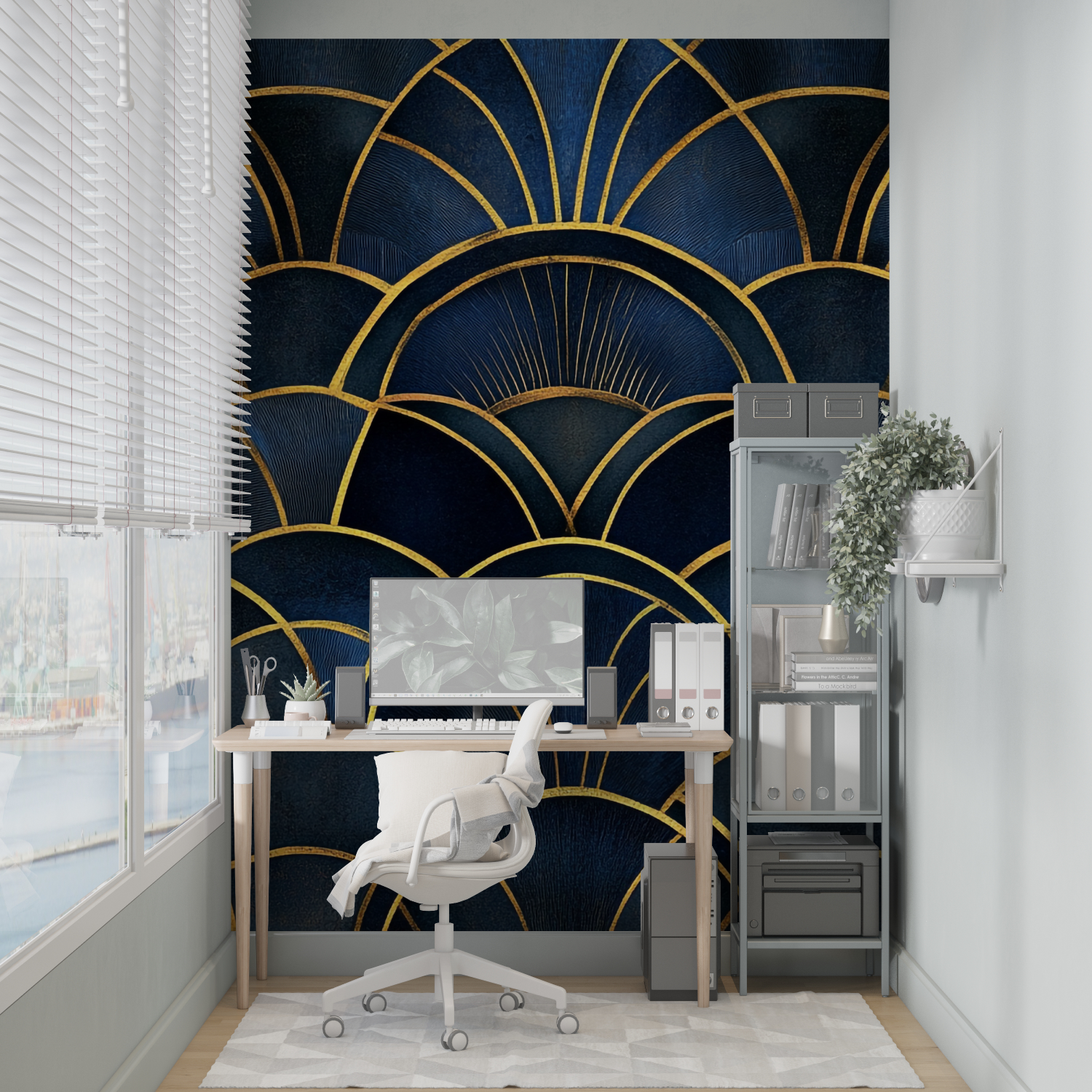 Art Deco Blue Gold Wallpaper | Murals Wallpaper