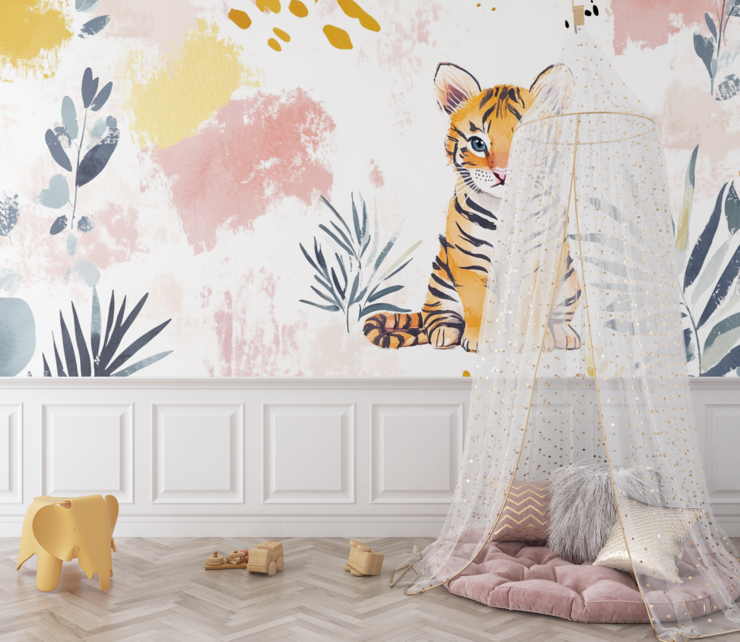 Tiger and Abstract Patterns Wallpaper | Murals Wallpaper
