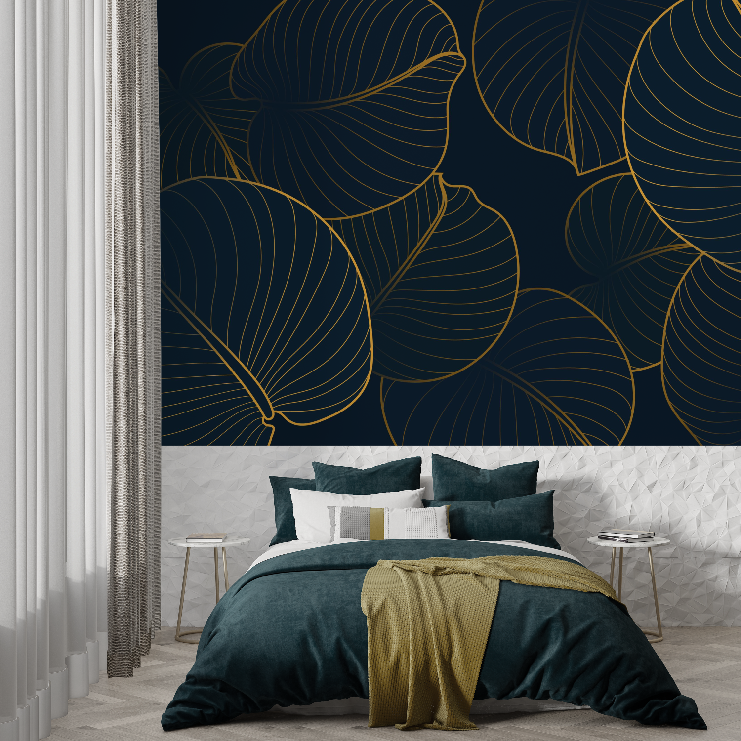 Navy Blue and Gold Bedroom Wallpaper | Murals Wallpaper