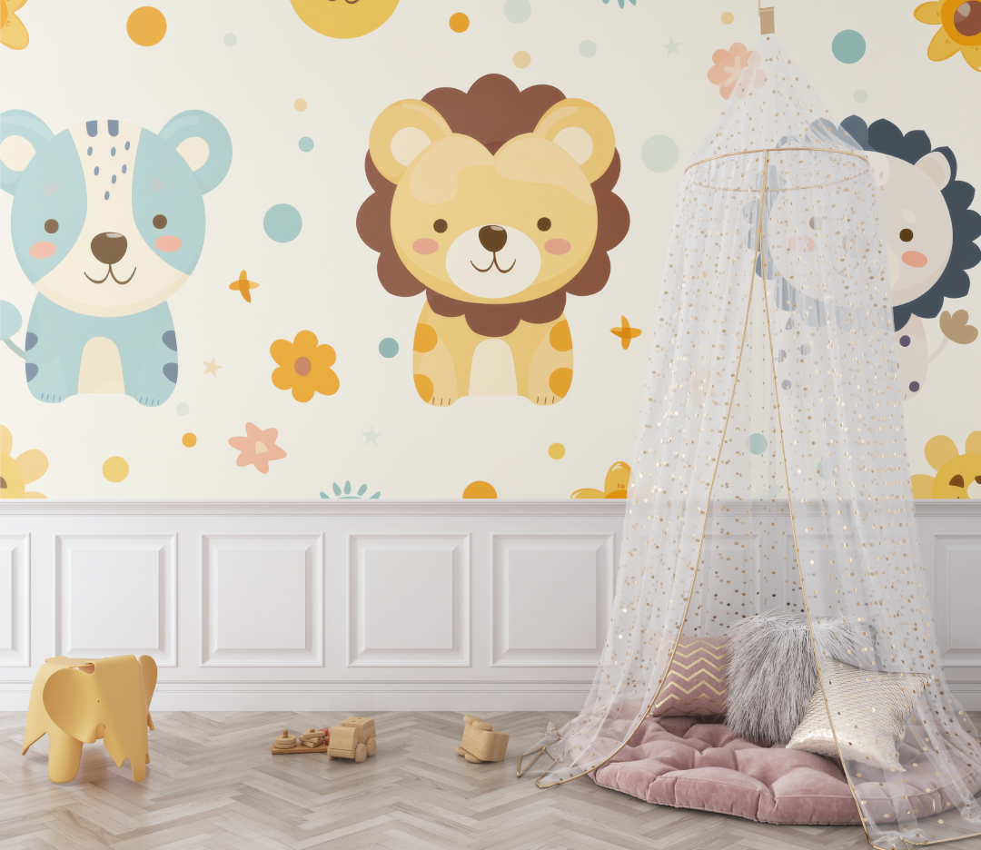 Lion and Abstract Patterns Wallpaper | Murals Wallpaper