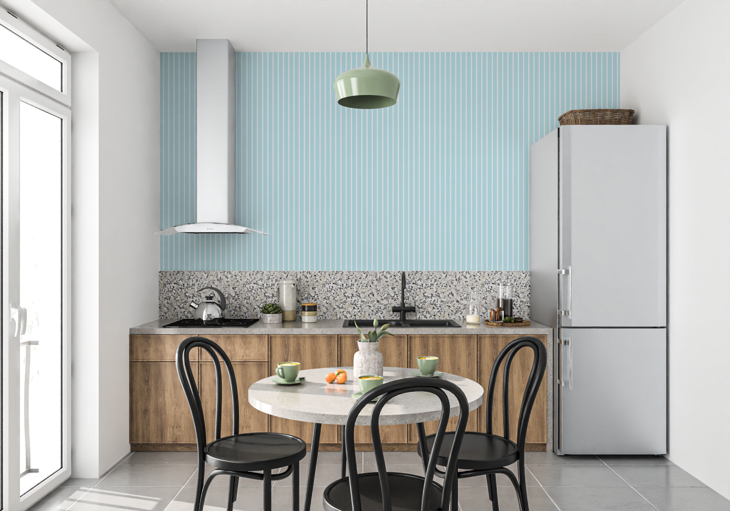 Blue and White Striped Wallpaper | Murals Wallpaper