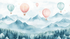 Hot Air Balloon and Soft Mountains Wallpaper | Murals Wallpaper