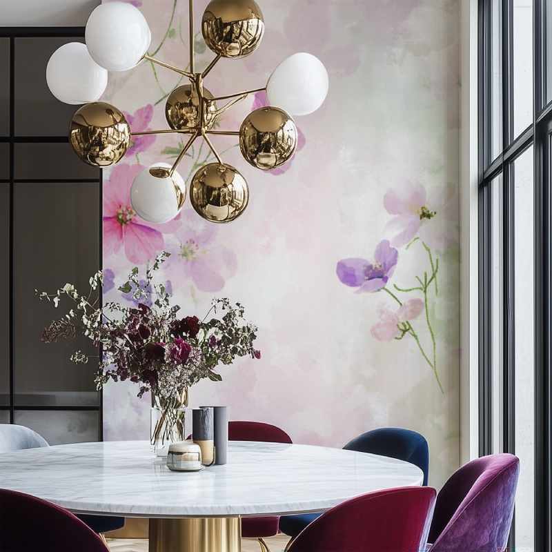 Papier peint fleur bebe fille salon chaise