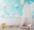 Pastel Blue Sky Hot Air Balloon Wallpaper | Murals Wallpaper