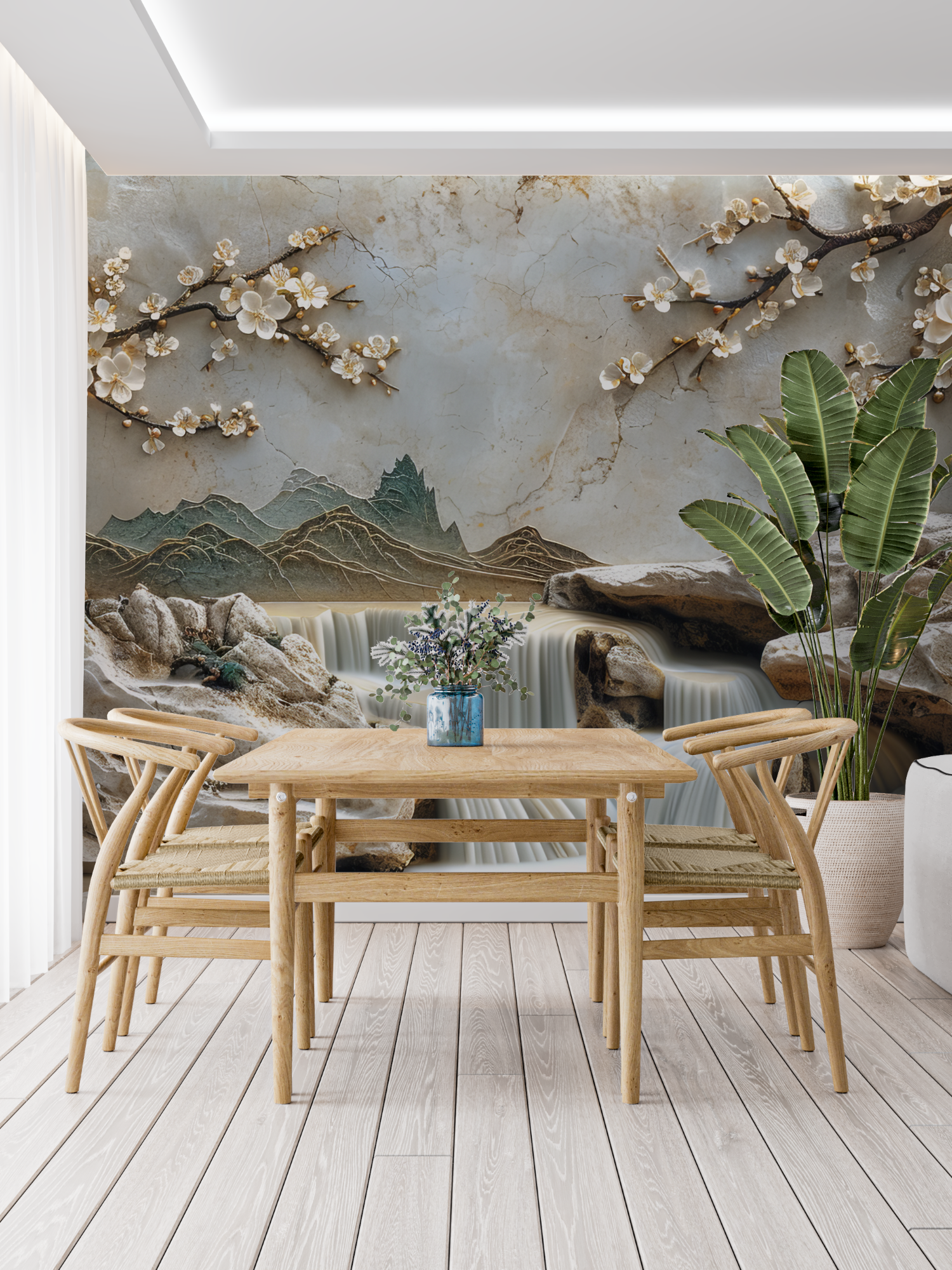 Zen Beige Waterfall Wallpaper | Murals Wallpaper