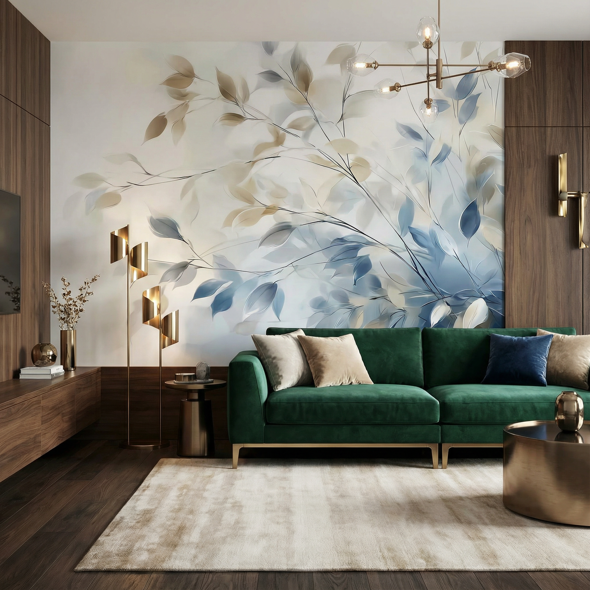 Soft Watercolor Botanical Leaves Mural Wallpaper