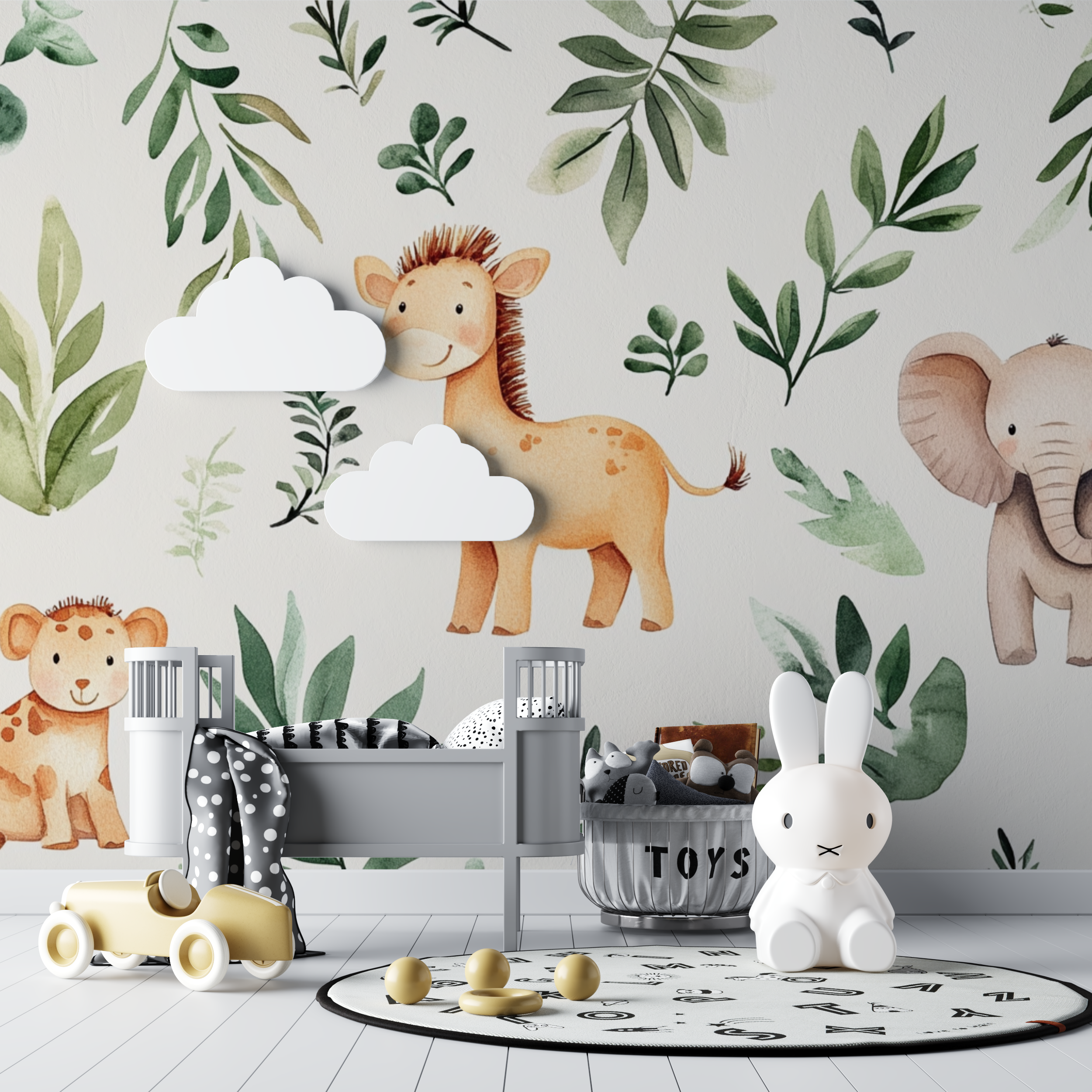 Safari Giraffe and Elephant Wallpaper | Murals Wallpaper
