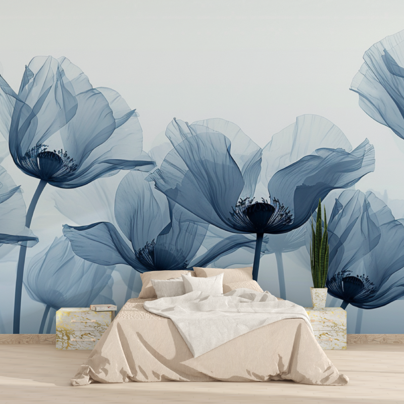 Watercolor Flowers Blue Wallpaper | Murals Wallpaper