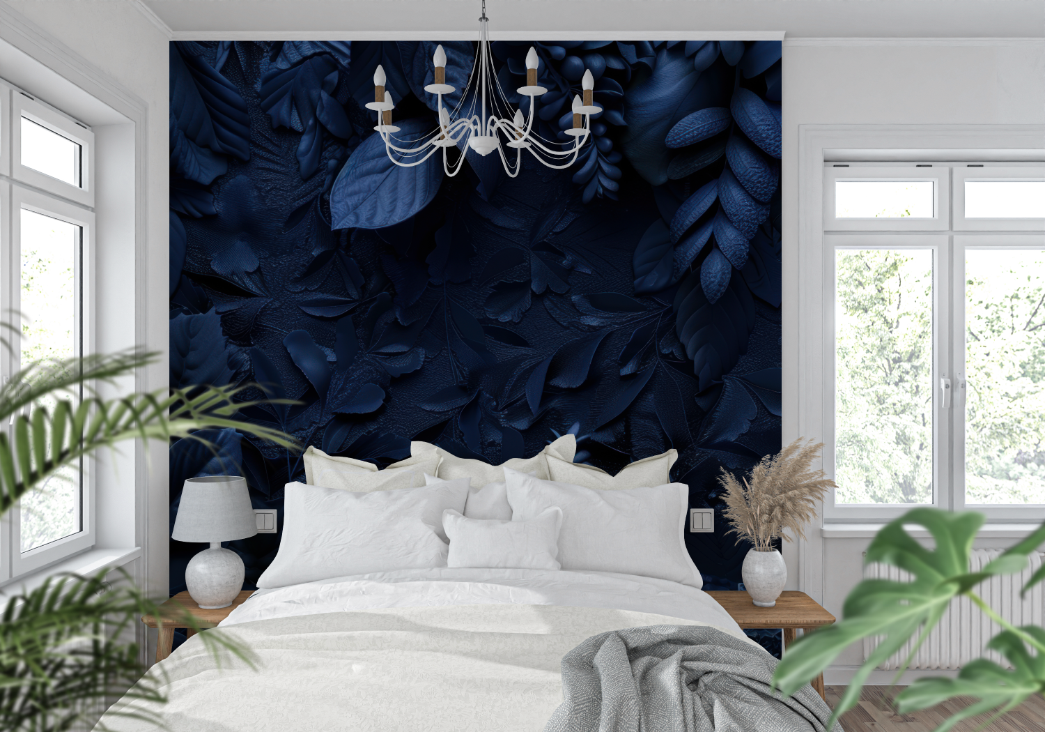 Papier Peint Bleu Nuit Chambre – Tapisserie-Panorama