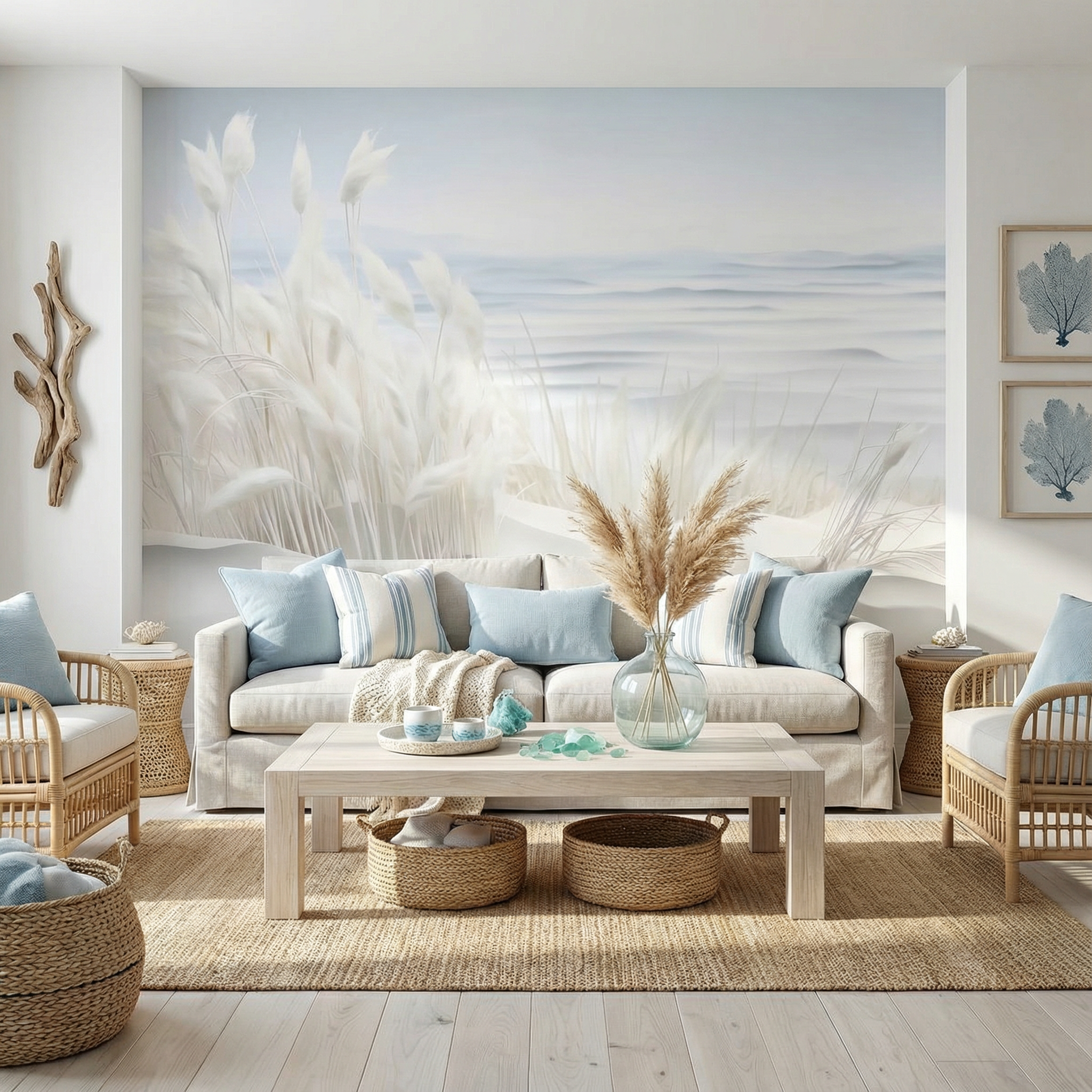 Chinoiserie Trees with Stripes Mural Wallpaper