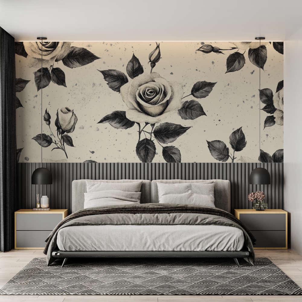 Watercolor Minimalist Rose Wallpaper | Murals Wallpaper