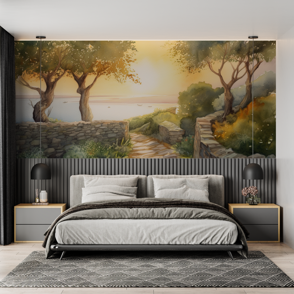 Mediterranean Watercolor Wallpaper | Murals Wallpaper