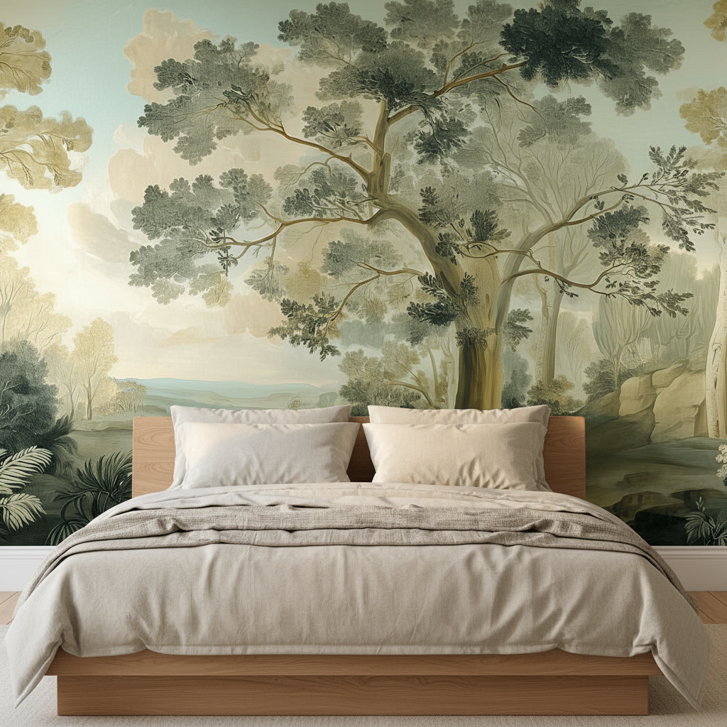 Vintage Landscape Panoramic Mural Wallpaper