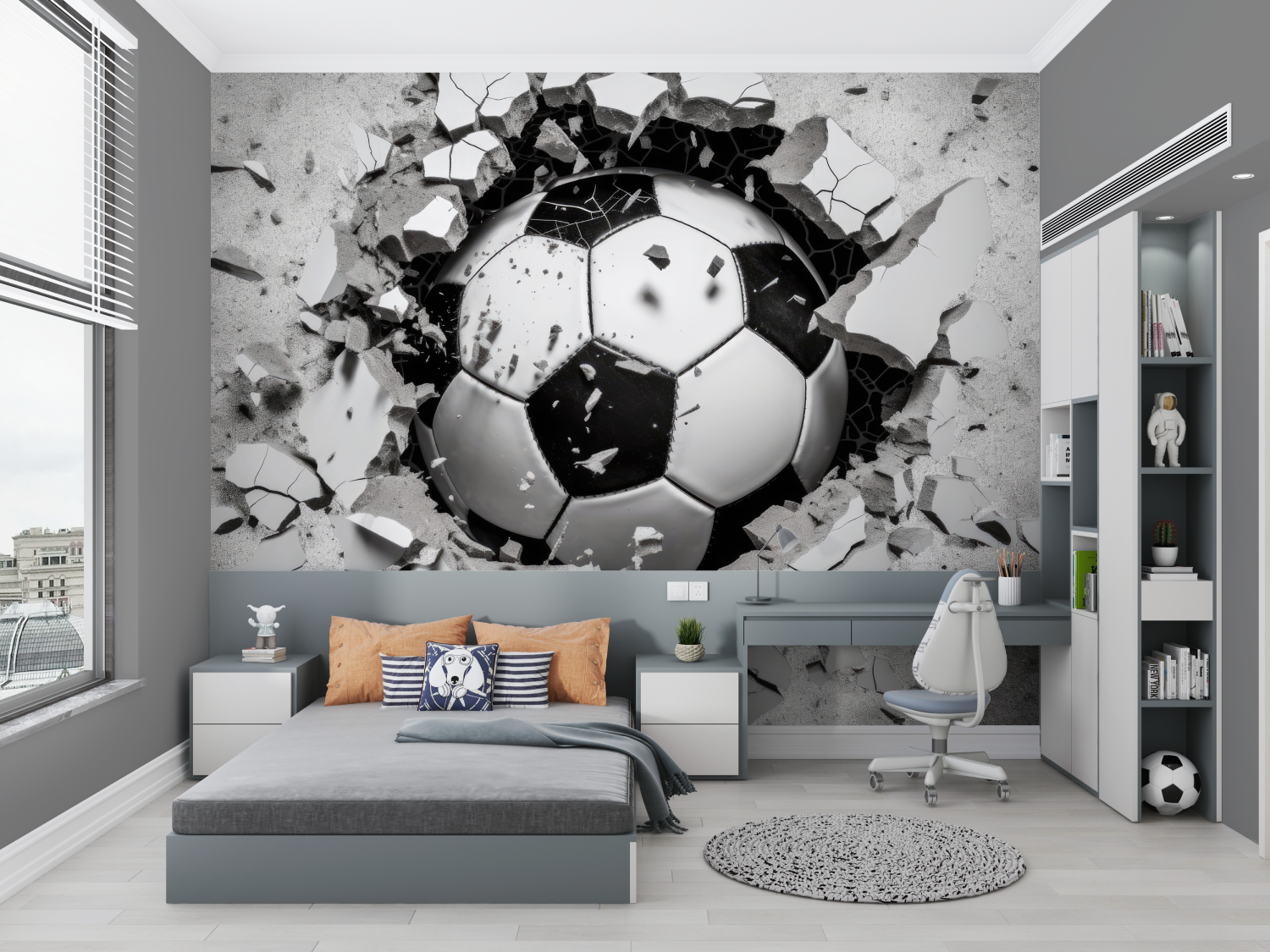 Papier peint trompe l_oeil Fuß chambre petit