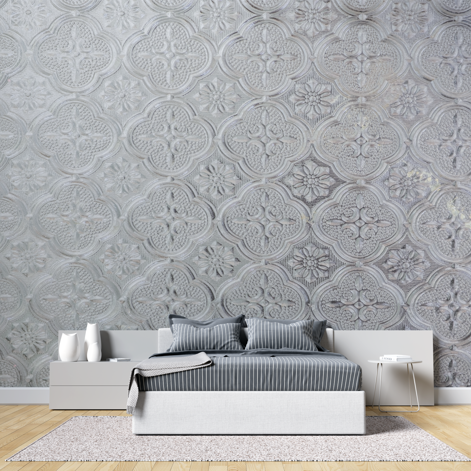 Silver Gray Baroque Wallpaper | Murals Wallpaper