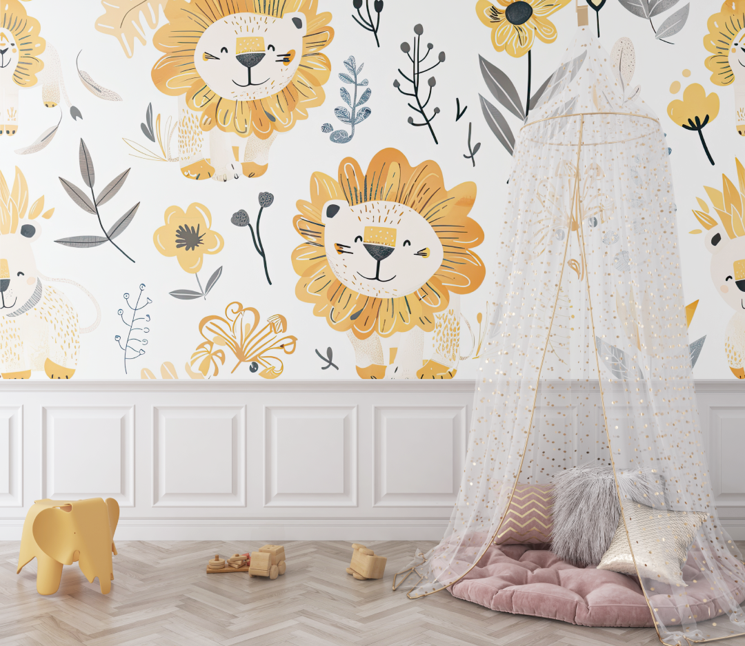 Bohemian Lion and Feathers Wallpaper | Murals Wallpaper