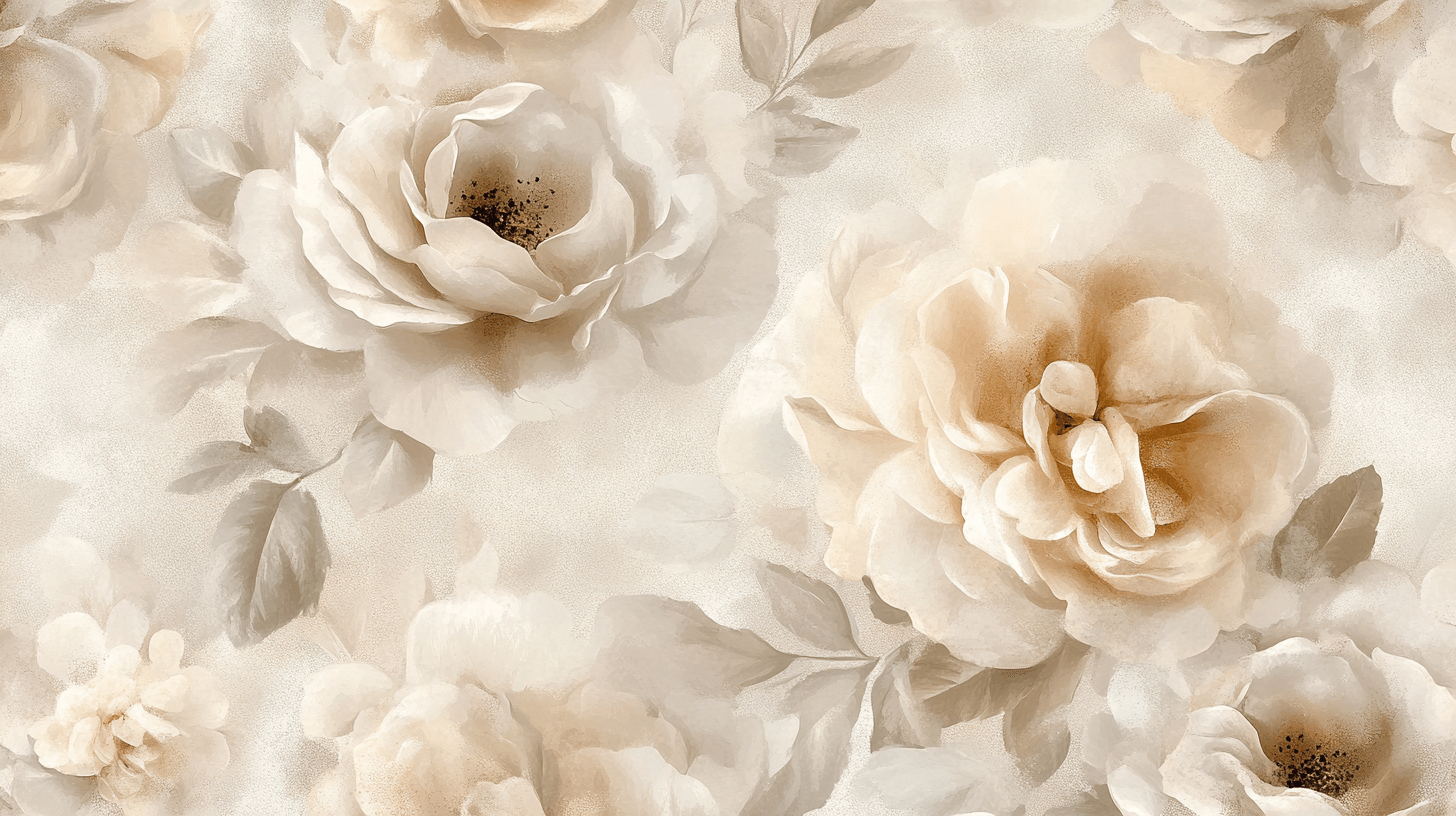 Watercolor Soft Flowers Beige Wallpaper | Murals Wallpaper