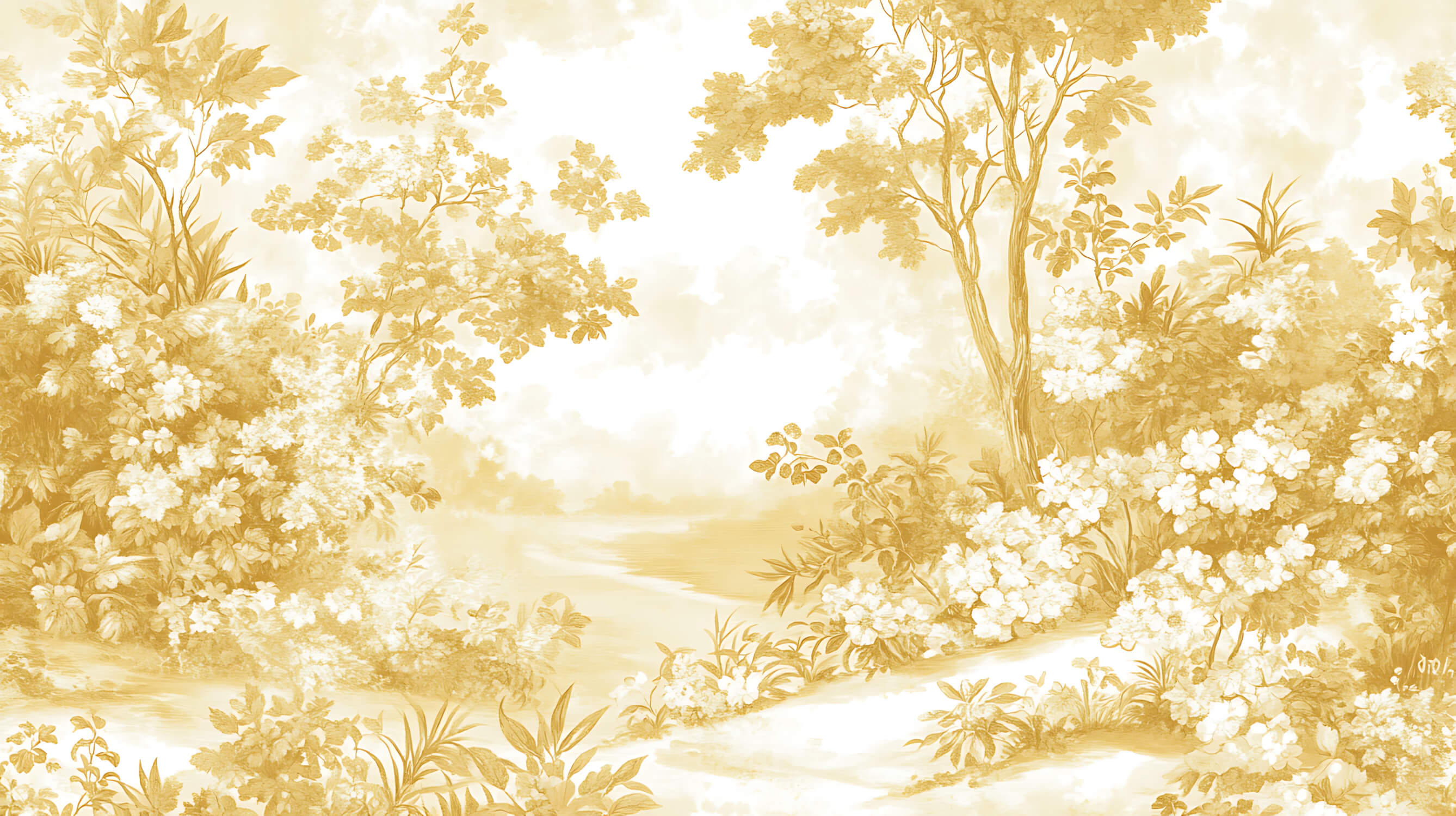 Yellow Toile Wallpaper | Murals Wallpaper