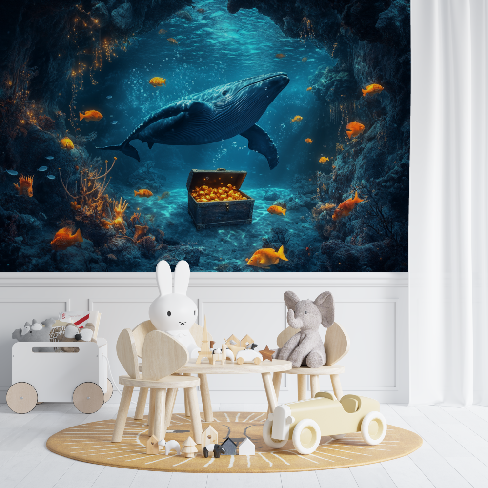 Whale and Hidden Treasure Marine Wallpaper | Murals Wallpaper