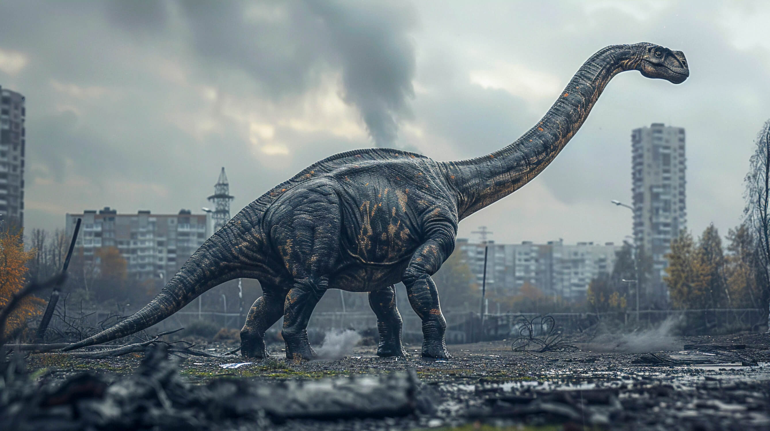 Dinosaur Wallpaper in the City | Murals Wallpaper