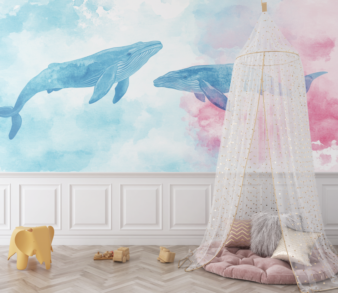 Pastel Whale Wallpaper | Murals Wallpaper