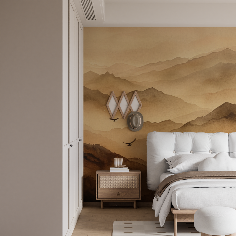 Terracotta Mountain in Fog Wallpaper | Murals Wallpaper