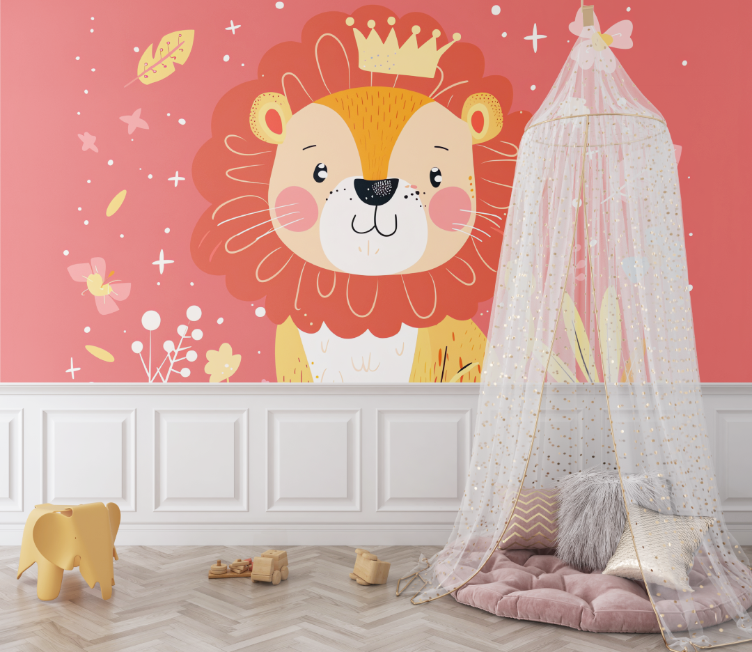 Red Baby Lion Wallpaper | Murals Wallpaper