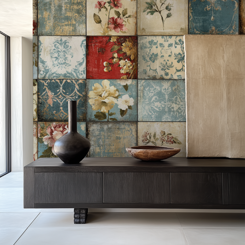 Vintage-Patchwork-Tapete Esszimmer Papier