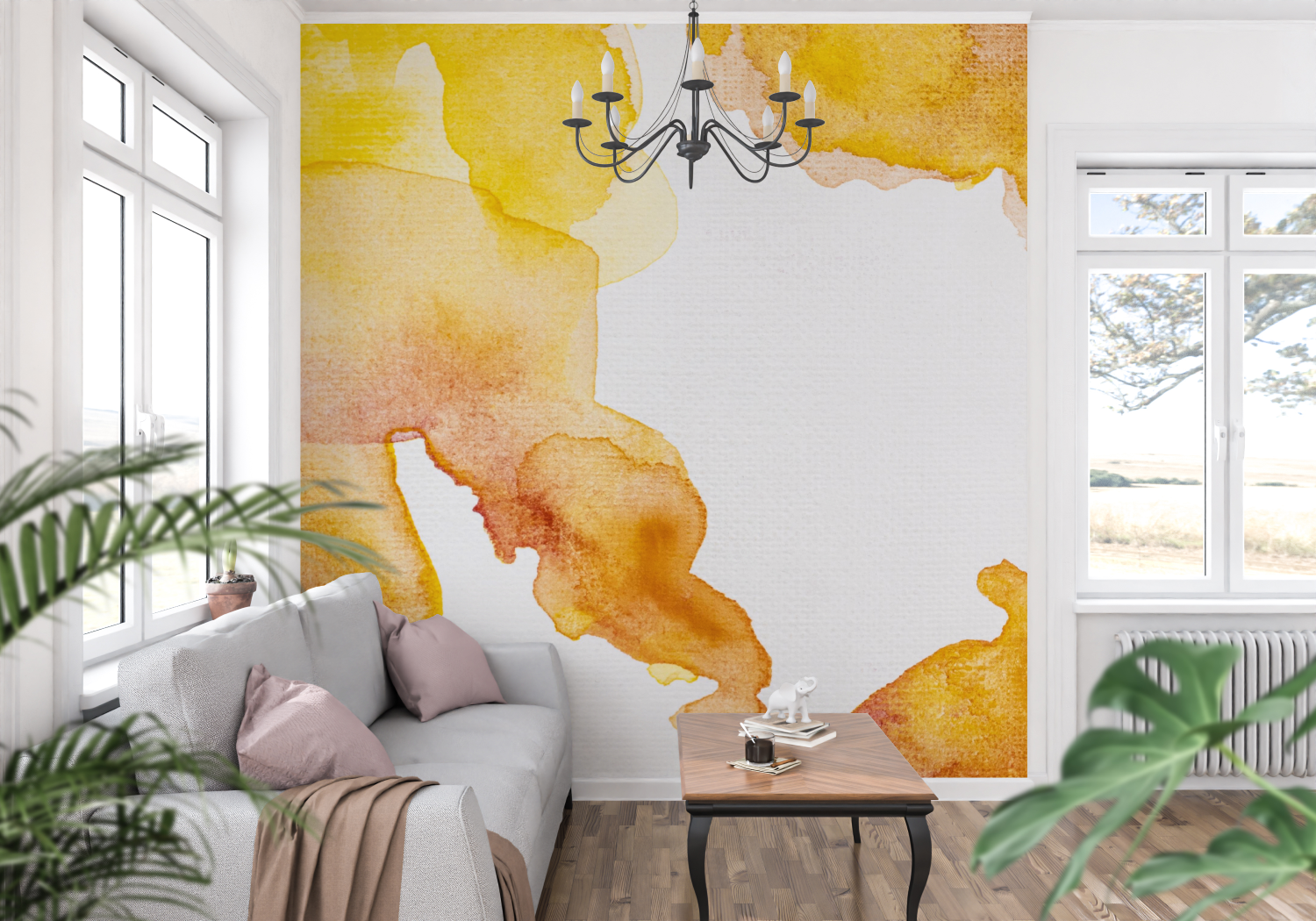 Watercolor Orange Wallpaper | Murals Wallpaper