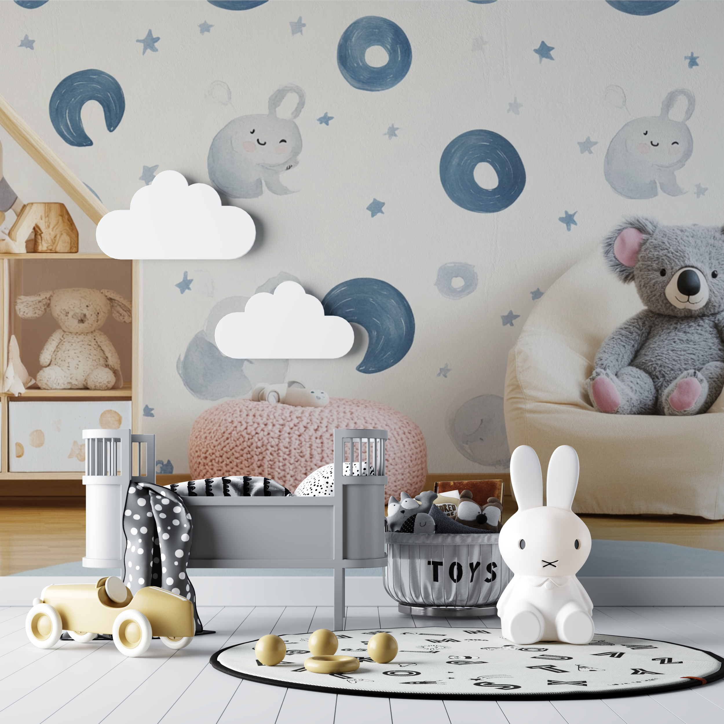 Pastel Koala Wallpaper with Moon Arc | Murals Wallpaper